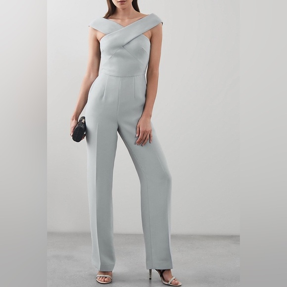 reiss mika bardot jumpsuit sage green - Picture 2 of 13